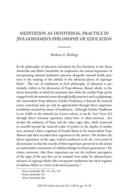 Meditation As Devotional Practice in Jīva Gosvāmin's