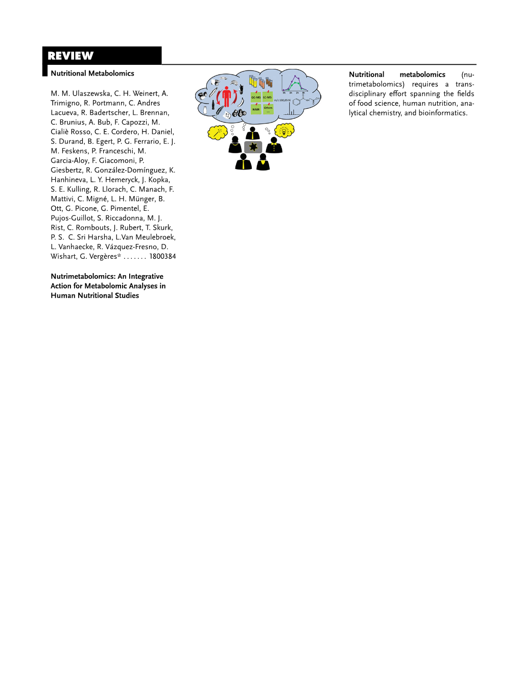 An Integrative Action for Metabolomic Analyses in Human Nutritional