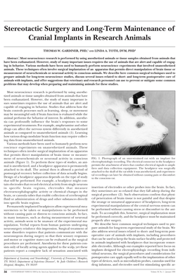 Stereotactic Surgery and Long-Term Maintenance of Cranial Implants in Research Animals