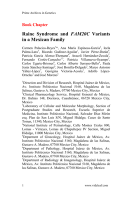 Raine Syndrome and FAM20C Variants in a Mexican Family