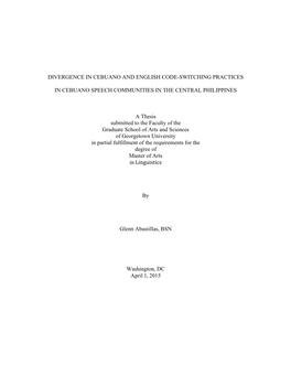 Divergence in Cebuano and English Code-Switching Practices