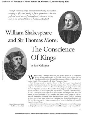 William Shakespeare and Thomas More: the Conscience of Kings