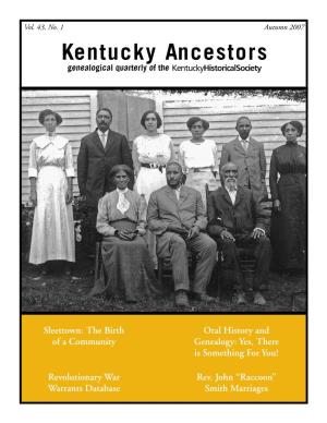Kentucky Ancestors Genealogical Quarterly of The
