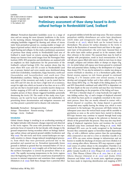 Preliminary Assessment of Thaw Slump Hazard to Arctic Cultural Heritage in Nordenskiöld Land, Svalbard