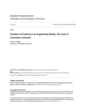Freedom of Contract in an Augmented Reality: the Case of Consumer Contracts