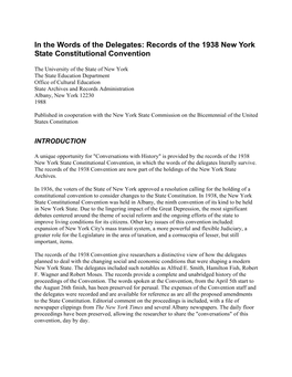 Records of the 1938 New York State Constitutional Convention