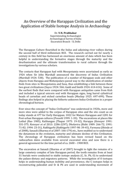 An Overview of the Harappan Civilization and the Application of Stable Isotope Analysis in Archaeology