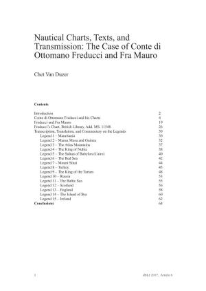 Nautical Charts, Texts, and Transmission: the Case of Conte Di Ottomano Freducci and Fra Mauro