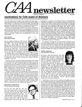 Fall 1985 CAA Newsletter