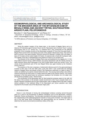 Geomorphological and Archaeological Study Of