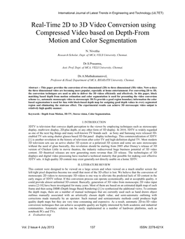 Real-Time 2D to 3D Video Conversion Using Compressed Video Based on Depth-From Motion and Color Segmentation