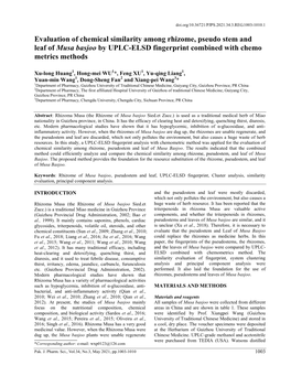 Evaluation of Chemical Similarity Among Rhizome, Pseudo Stem and Leaf of Musa Basjoo by UPLC-ELSD Fingerprint Combined with Chemo Metrics Methods