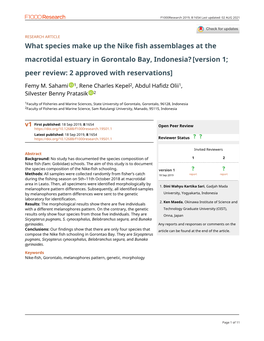 What Species Make up the Nike Fish Assemblages at the Macrotidal Estuary in Gorontalo Bay, Indonesia? [Version 1; Peer Review: 2 Approved with Reservations]