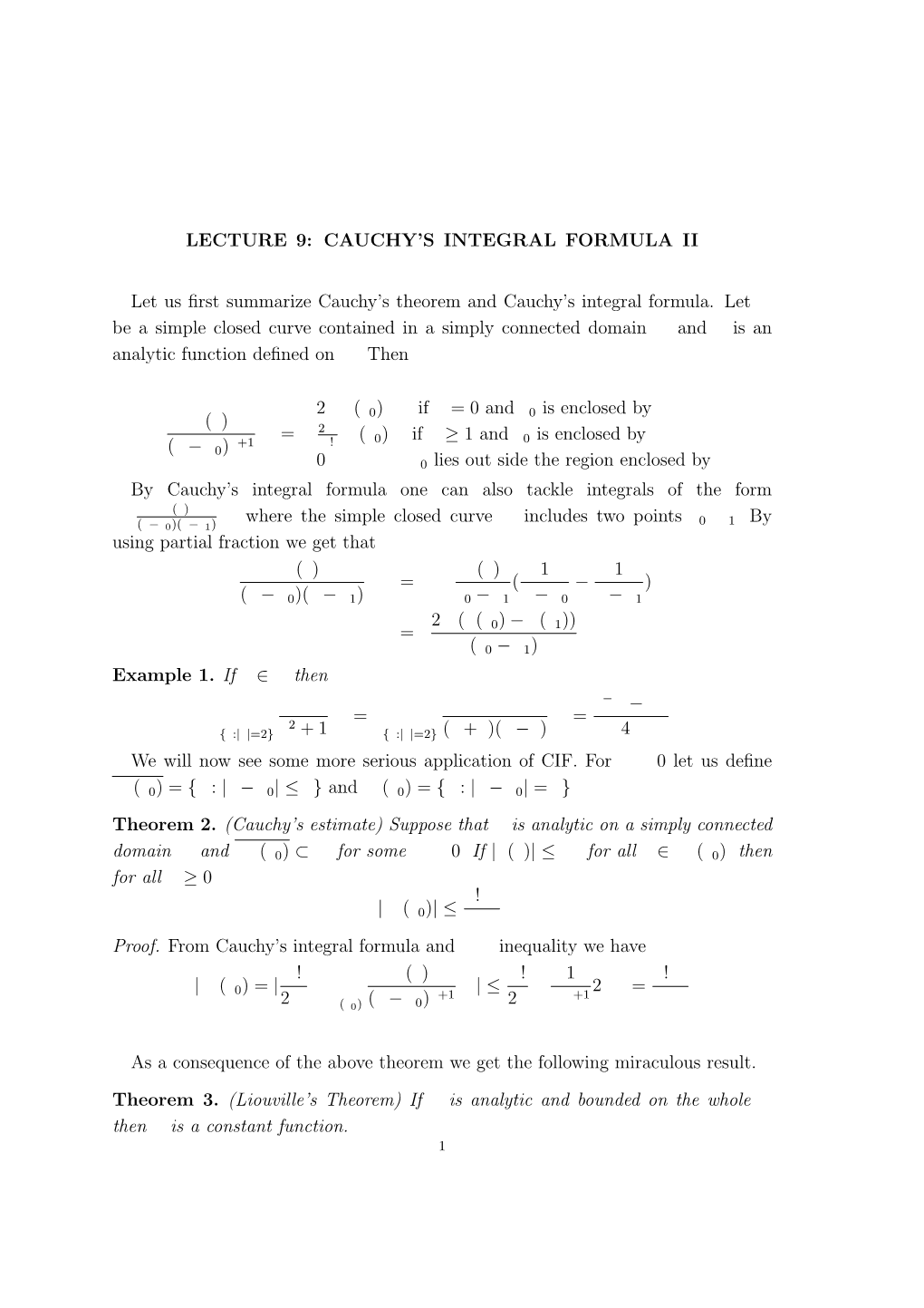 Lecture 9: Cauchy's Integral Formula Ii