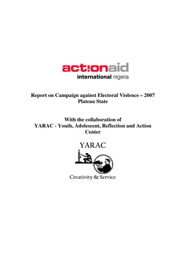 Report on Campaign Against Electoral Violence – 2007 Plateau State