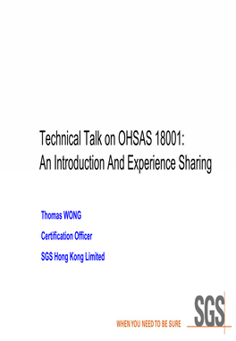 OHSAS 18001:1999 Standard and Its Requirements