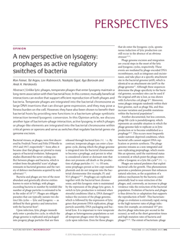 A New Perspective on Lysogeny: Prophages As Active Regulatory