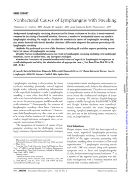 Nonbacterial Causes of Lymphangitis with Streaking