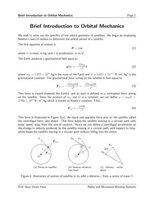 Brief Introduction to Orbital Mechanics Page 1
