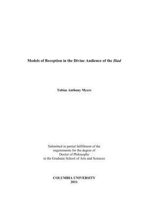 Models of Reception in the Divine Audience of the Iliad