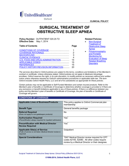 Surgical Treatment of Obstructive Sleep Apnea