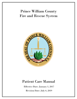 Prince William County Fire and Rescue System Patient Care Manual