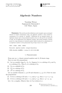 Algebraic Numbers