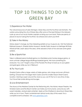 Top 10 Things to Do in Green Bay