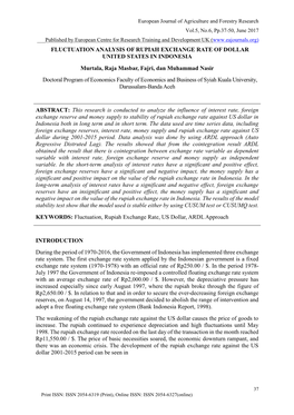 Fluctuation Analysis of Rupiah Exchange Rate Of