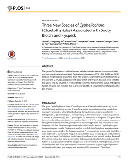 Three New Species of Cyphellophora (Chaetothyriales) Associated with Sooty Blotch and Flyspeck