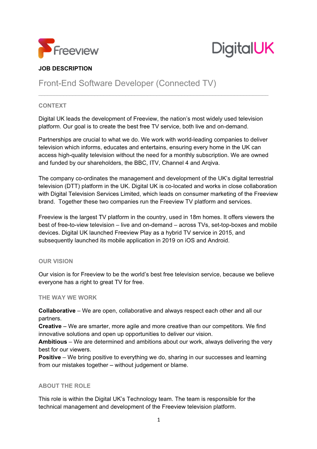 Front-End Software Developer (Connected TV) ______