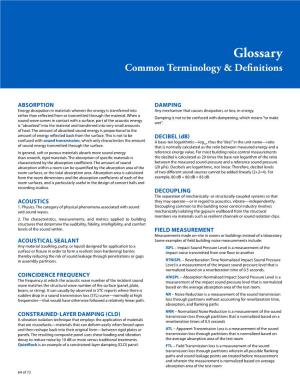 Glossary Common Terminology & Definitions