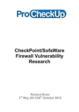 Checkpoint/Sofaware Firewall Vulnerability Research