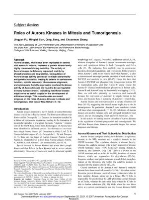 Roles of Aurora Kinases in Mitosis and Tumorigenesis