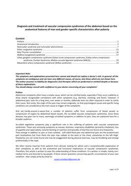 Diagnosis and Treatment of Vascular Compression Syndromes of the Abdomen Based on the Anatomical Features of Man and Gender-Specific Characteristics After Puberty