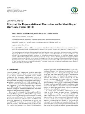 Effects of the Representation of Convection on the Modelling of Hurricane Tomas (2010)