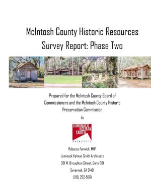 Mcintosh County Historic Resources Survey Report: Phase Two