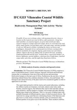 IFC/GEF Vilanculos Coastal Wildlife Sanctuary Project