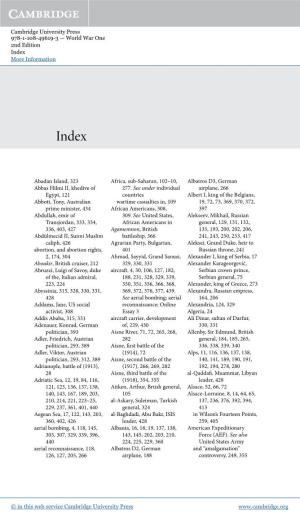 Cambridge University Press 978-1-108-49619-3 — World War One 2Nd Edition Index More Information