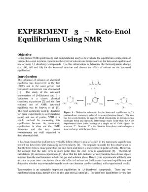 Keto-Enol Equilibrium Using NMR