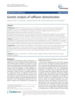 Genetic Analysis of Safflower Domestication Stephanie a Pearl1,3, John E Bowers1, Sebastian Reyes-Chin-Wo2, Richard W Michelmore2 and John M Burke1*