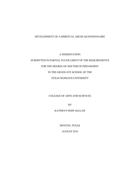 Development of a Spiritual Abuse Questionnaire A