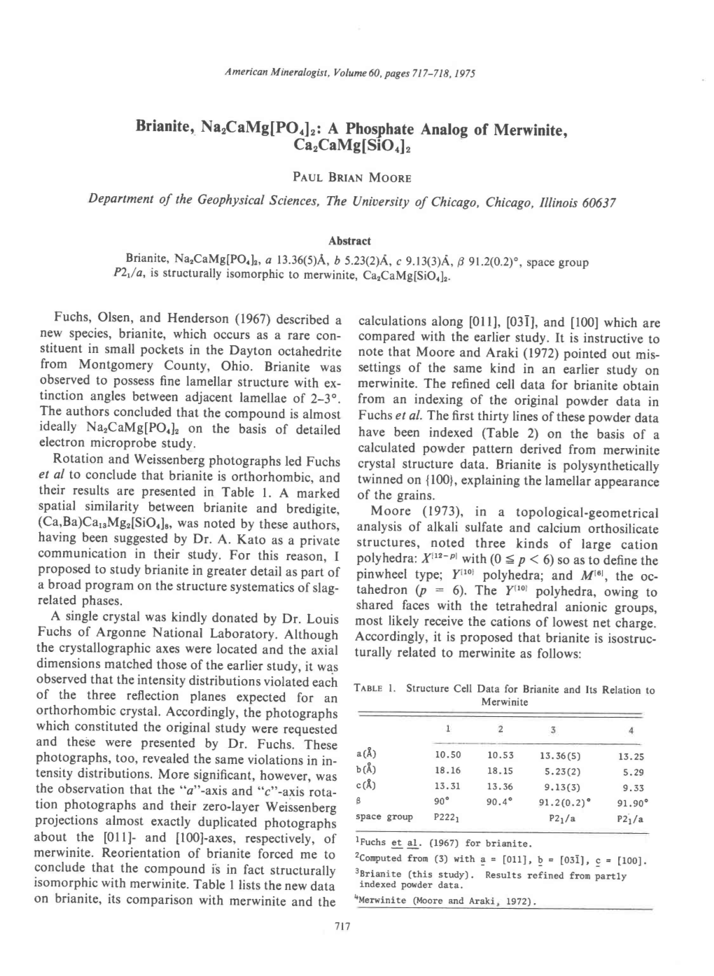 Brianite, Narcamg[Poa]R: a Phosphate Analog of Merwinite