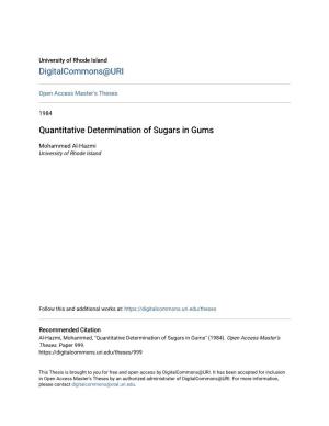 Quantitative Determination of Sugars in Gums
