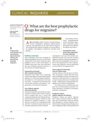What Are the Best Prophylactic Drugs for Migraine?