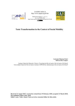 Taste Transformation in the Context of Social Mobility