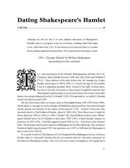 Dating Shakespeare's Hamlet