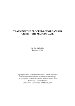 Tracking the Proceeds of Organised Crime – the Marcos Case