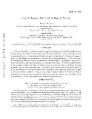 Geometrodynamics, Inertia and the Quantum Vacuum