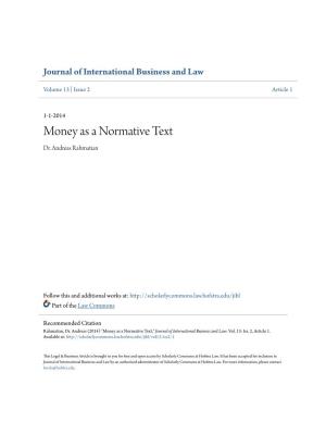 Money As a Normative Text Dr